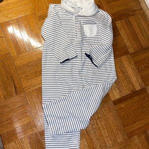 Janie and Jack white and navy stripe one piece size 18-24 months